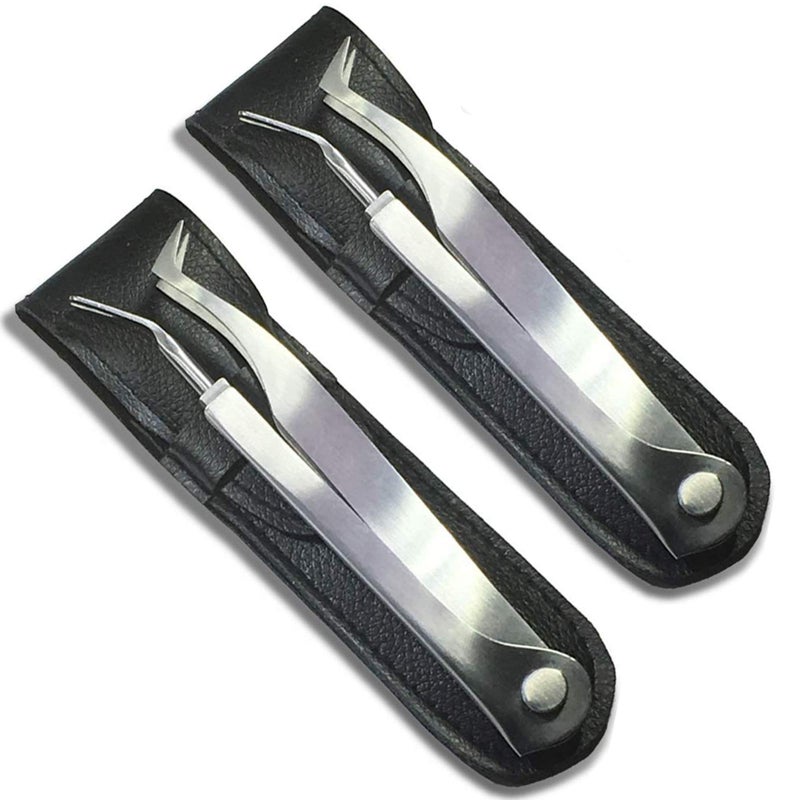 eTradewinds Tick Remover Tool | Tick-Off Pro | Hygienic All Stainless Steel Tick Removal Tool with Leather Case (2-Pack) - Image 1